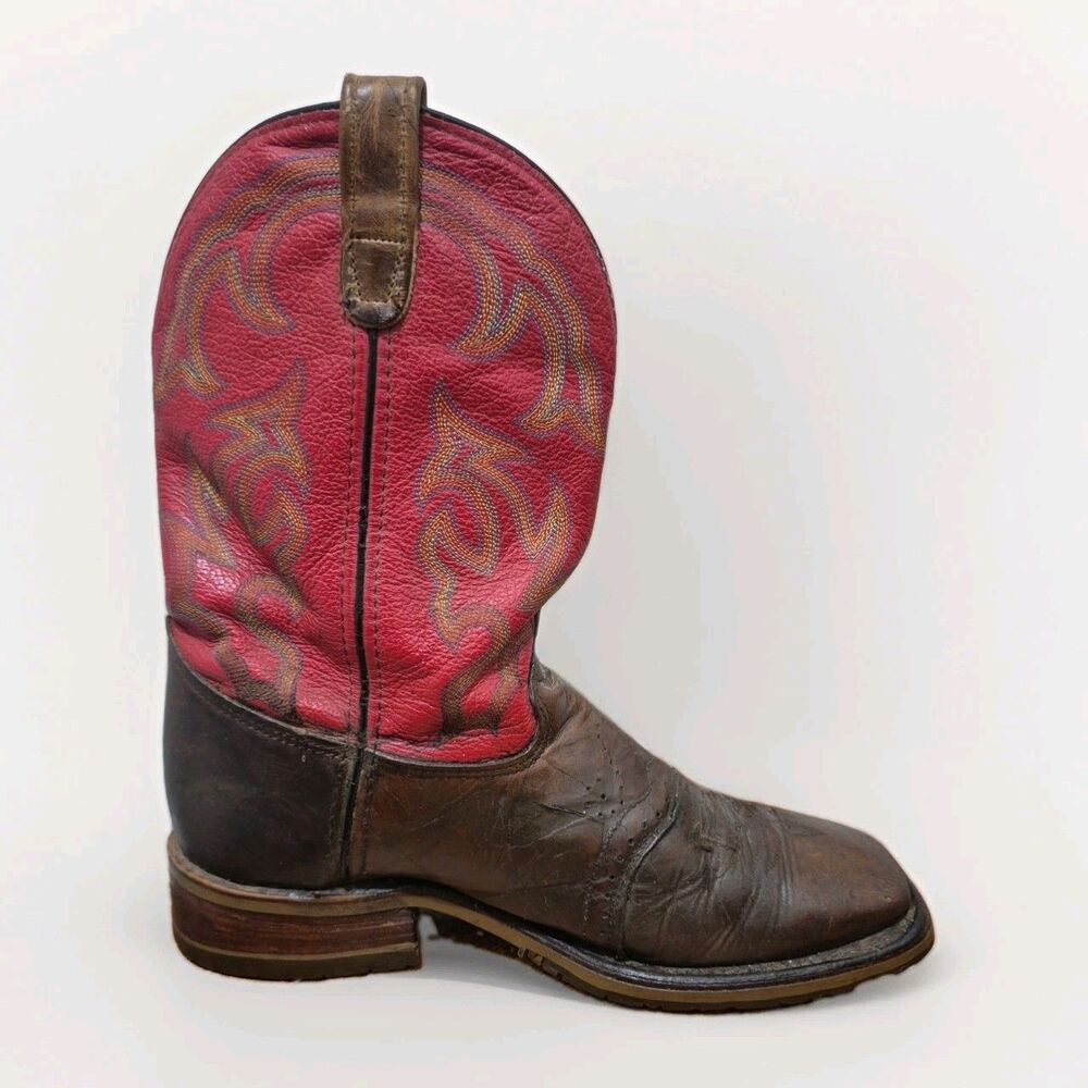 Double-H DH3556 Graham Mens 11.5D Brown Red Leather Square Toe Western Boots USA